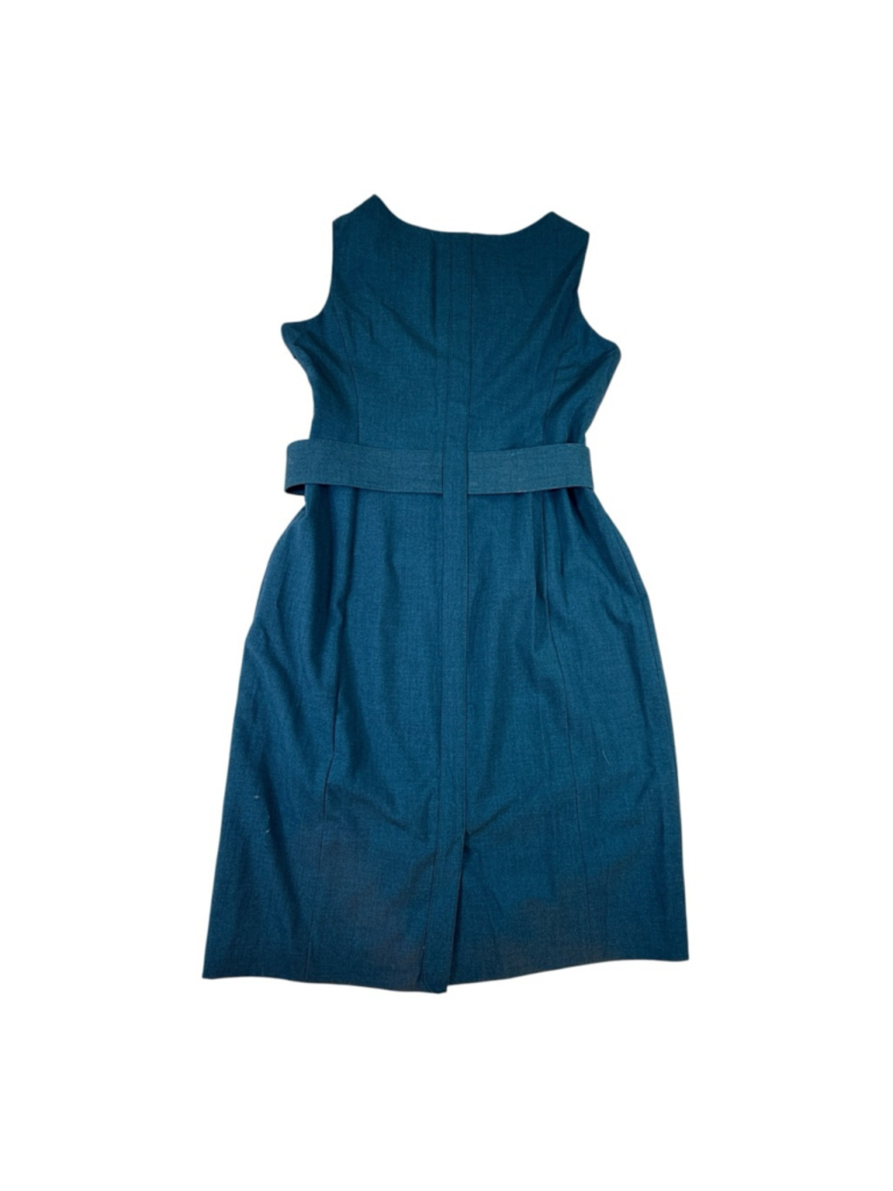 Calvin Klein Teal Sheath Dress Size 8 Belted Sleeveless Knee Length Work Office - Picture 2 of 7